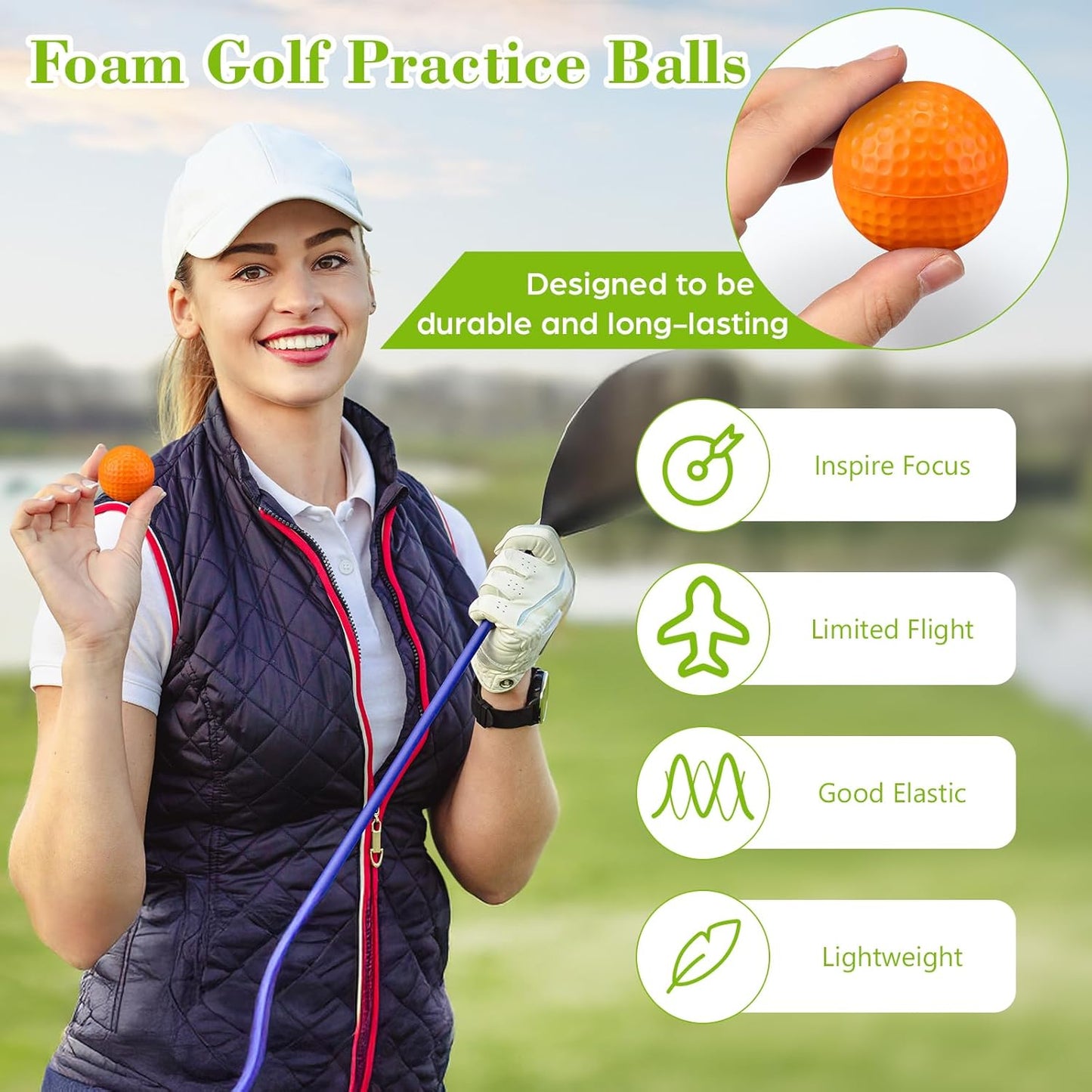 30 Pcs Foam Golf Practice Balls Soft Foam Balls for Golf Practice Realistic Feel and Flight Sport Training