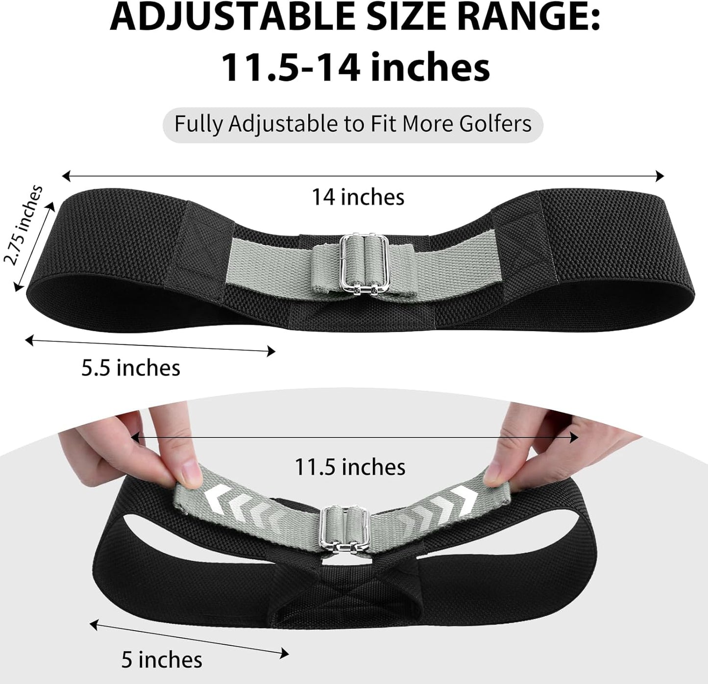 Adjustable Golf Swing Trainer Arm Band-Golf Training Aid with Metal Button for Customized Fit-Enhance Muscle Memory for All Skill Levels-Great Gift for Golfers