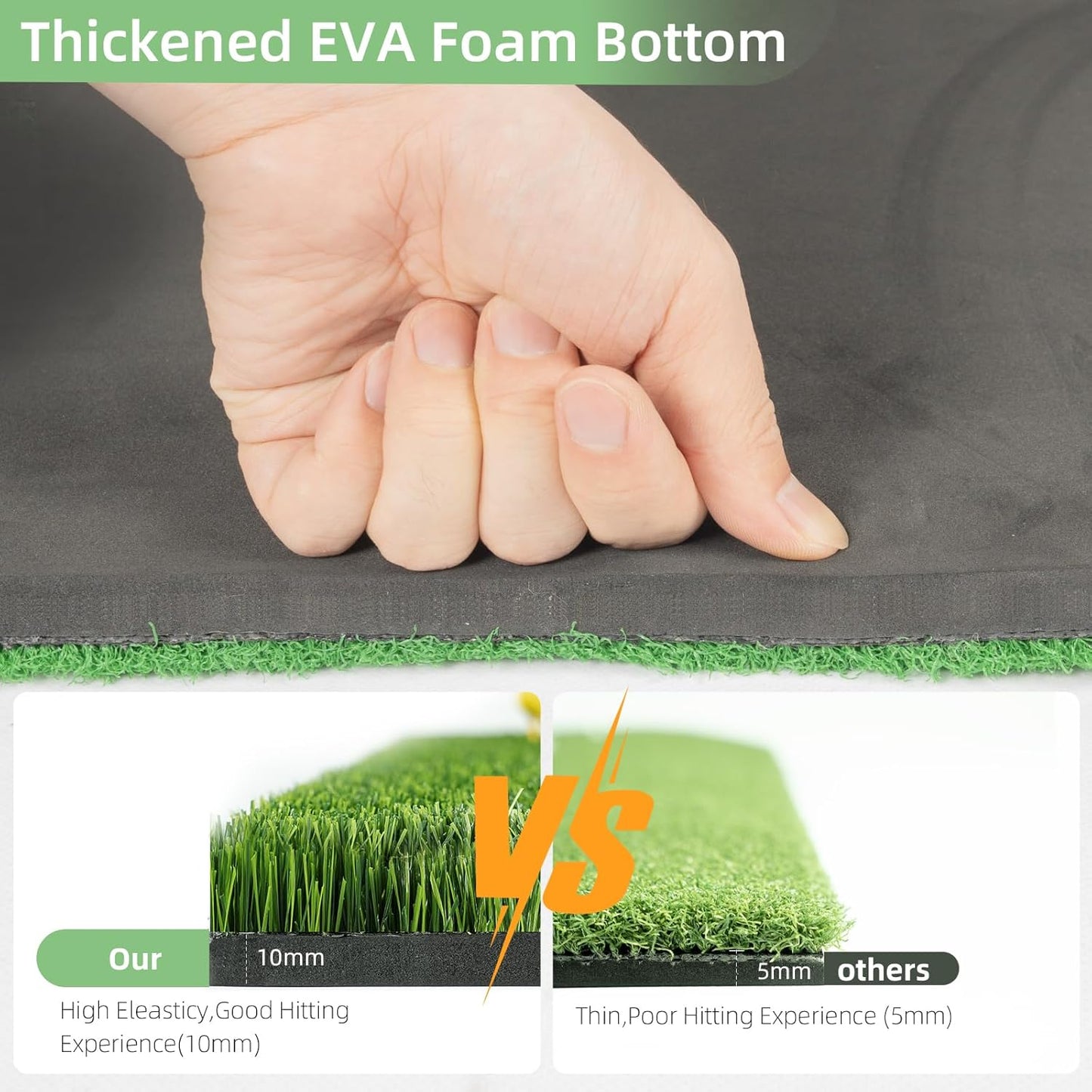 Golf Hitting Mat Indoor Outdoor, 5 * 4ft Thickened Golf Practice Mat with 3 Turfs for Backyard Swing,Driving Chipping Training
