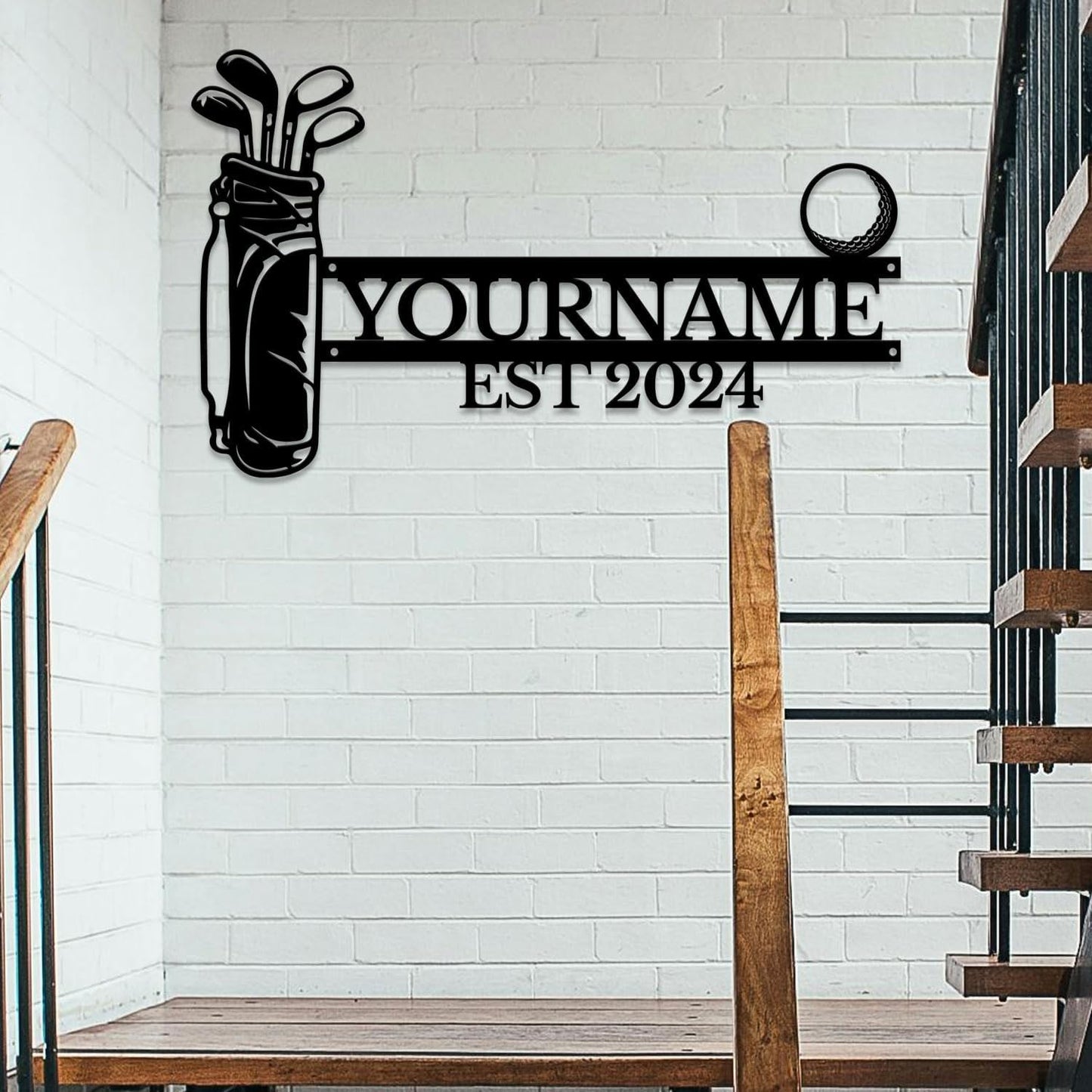 Golf Art Metal Signs,Custom Golf Metal Name Signs,Personalized Golf Signs,Black Golf Metal Wall Art Signs,Golfball Home Outdoor Metal Signs (Style H)