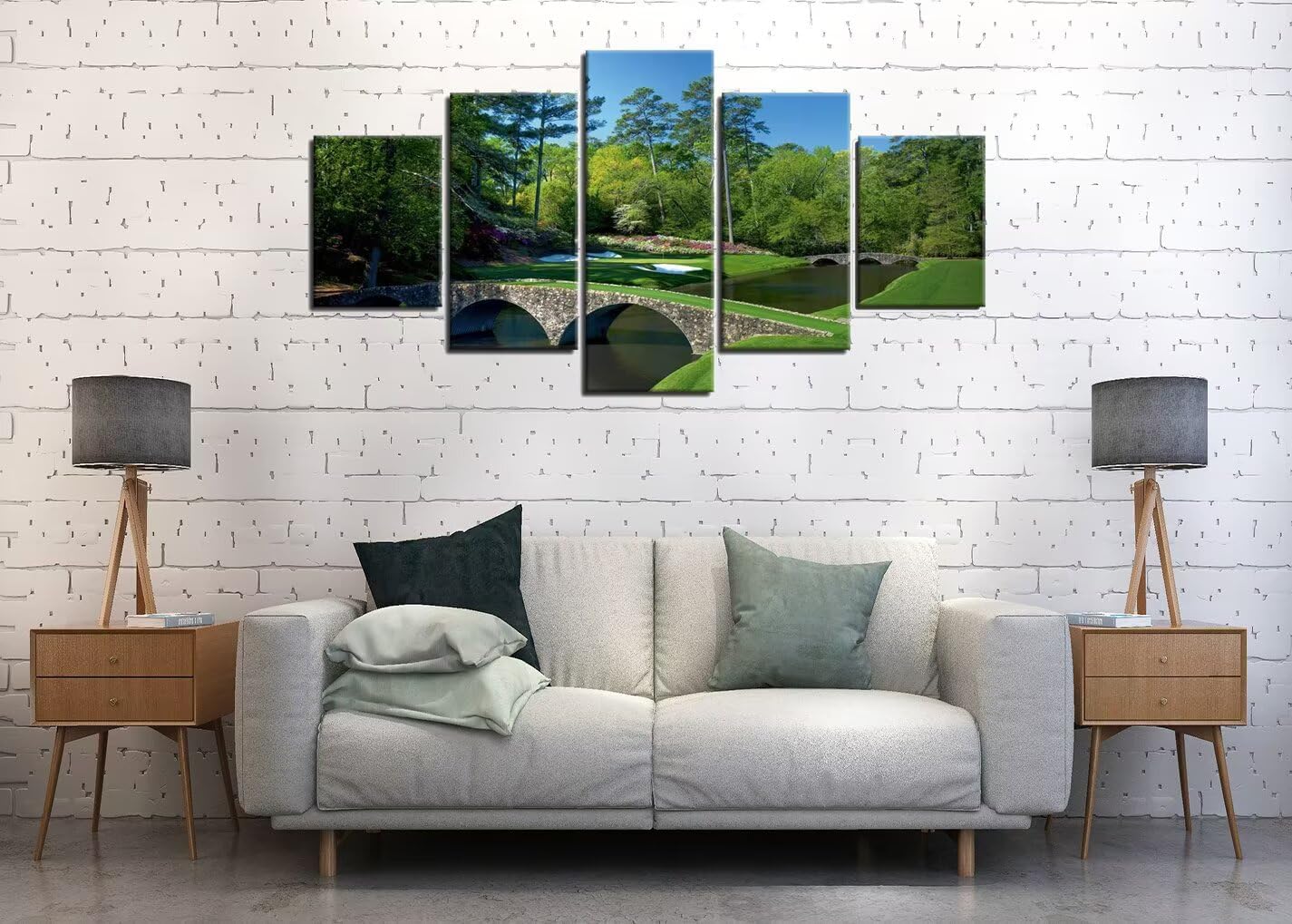 chenchenArt Augusta National Golf Course 12th Hole Wall Art Living Room Bedroom Bathroom Home Decorations Golf Course Pictures Posters Canvas Prints Modern Artwork Framed Ready to Hang(60''W x 32''H)