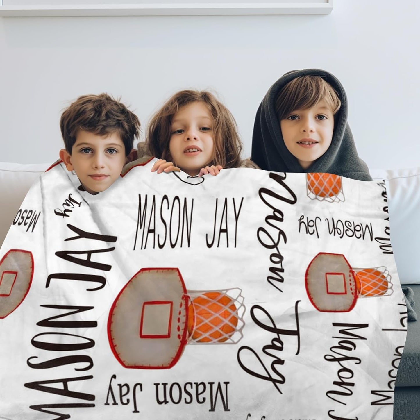Custom Name Basketball Blanket - Personalized Names Soft Plush Flannel Throw Blankets for Baby Kids Teen Boys Girls Holidays Birthdays Gifts Color08