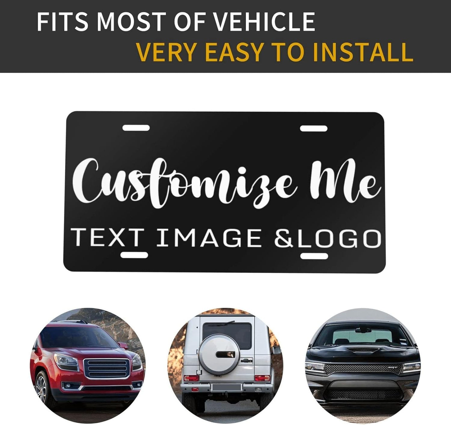 Custom License Plate 4x2/7x4/12x6 Inch Personalized Front License Plate Novelty Customized Car Tags Plates for Front of The Car,12"x6",Style 3