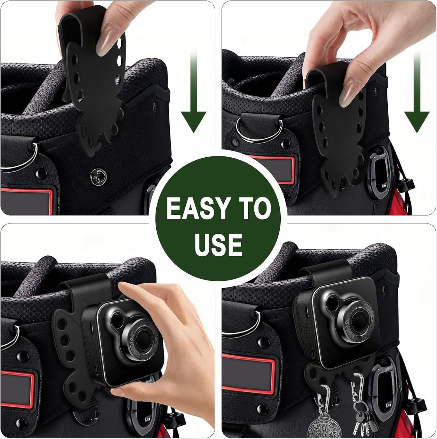 Metal Landing Pads for Golf Bag Accessories for Men with Soft Rubber, Metal Clips for Quick and Easy Access of Golf Bag, Magnetic Golf Towel,Golf Rangefinder,Golf Flask,Golf Speaker