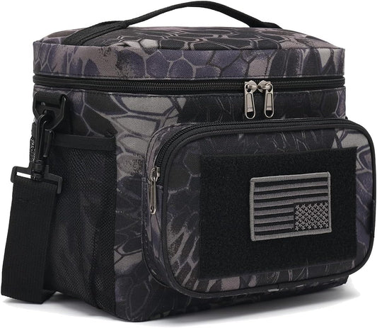 FlowFly Tactical Lunch Bag Large Insulated Lunch Box Cooler Tote for Men, Women with MOLLE/PALS Webbing(Typhon, Medium)