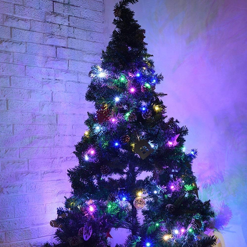 50-Count 8 Modes Christmas Lights with Timer, 18ft Battery Operated String Light Mini Lights Set for Indoor Outdoor Wreath Decor Christmas Tree Thanksgiving Day, Multicolor, 2Pack