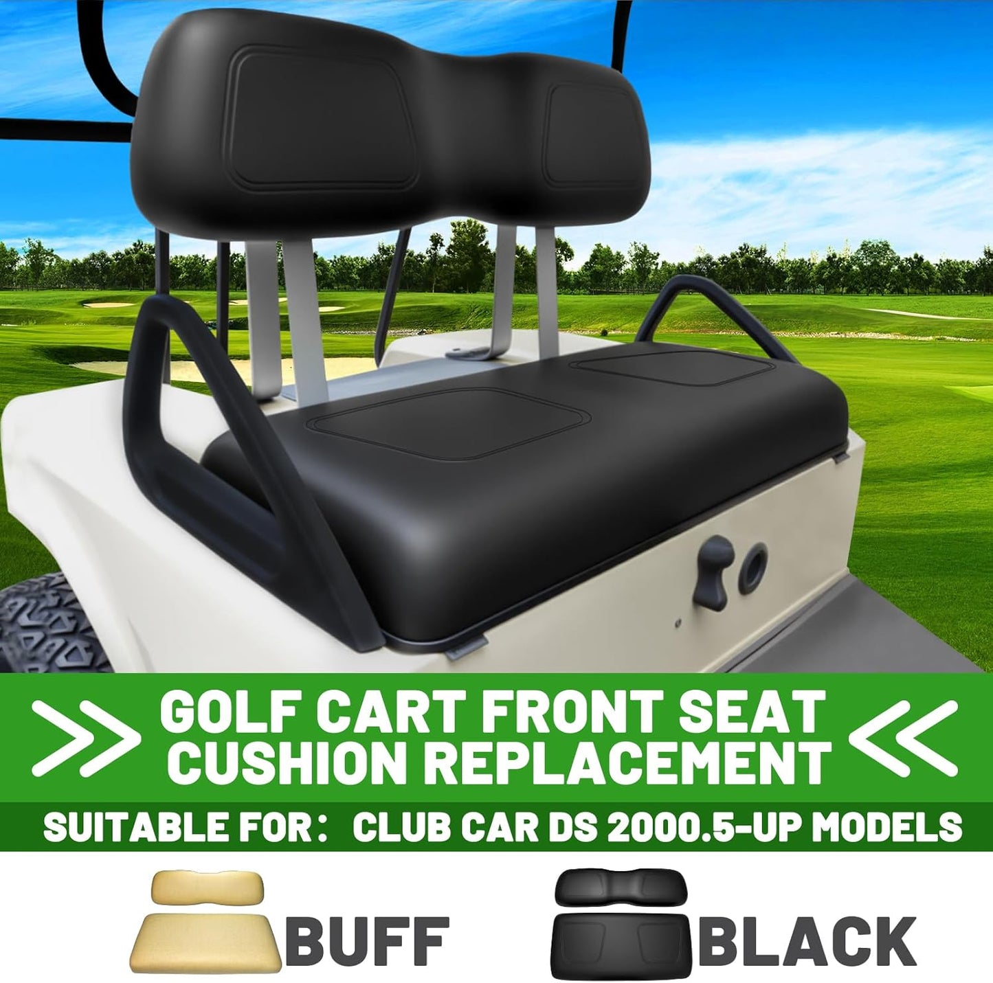 Golf Cart Front Seat Replacement Cushion Assembly Kit for Club Car DS 2000.5-up,Front Seat Bottom and Front Seat Back