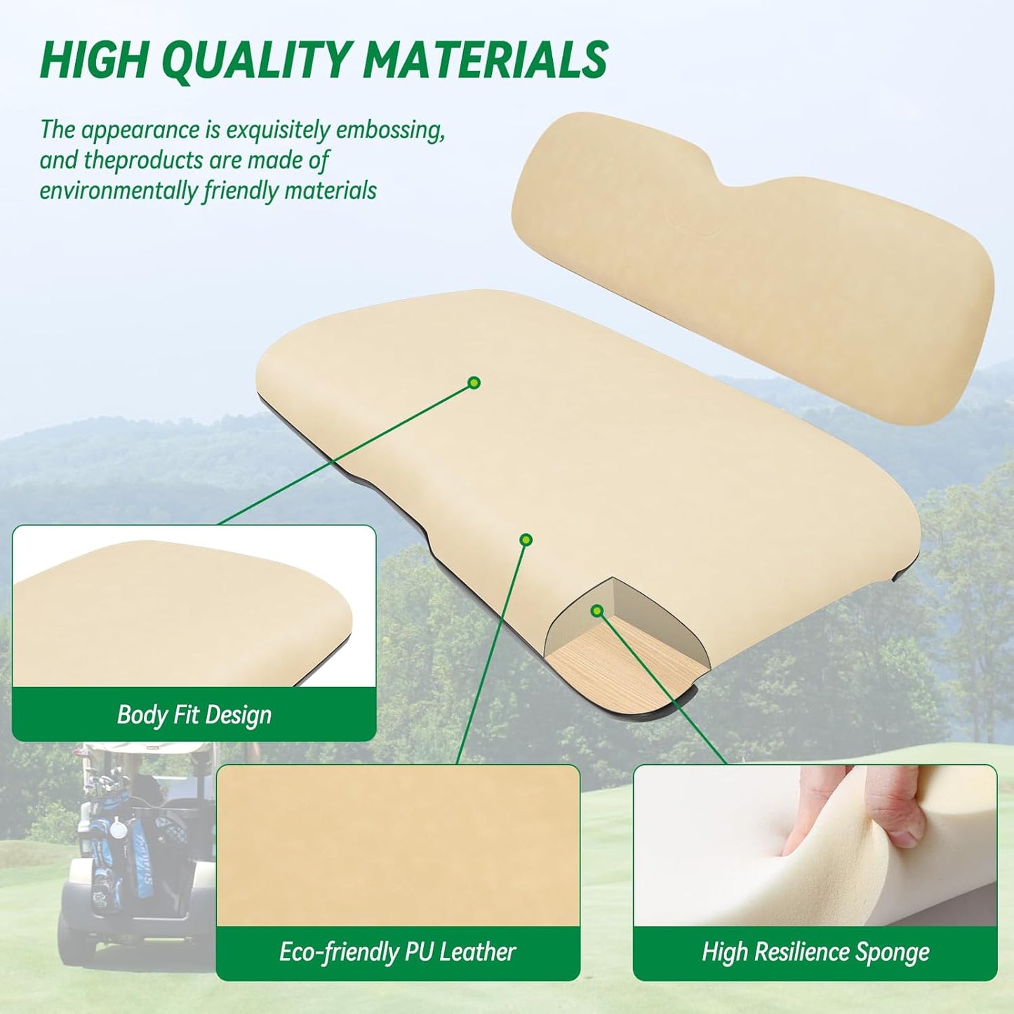 Golf Cart Replacement Seat Fit for EZGO TXT RXV Club Car Precedent DS Golf Cart, Factory Style Golf Cart Front Seat Cushions & Seat Back