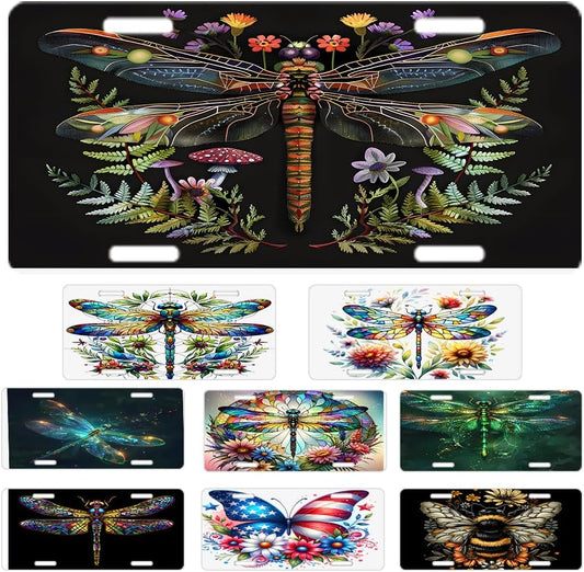 Custom License Plate Personalized Dragonfly Animal Funny Aluminum Front License Plates Decorative Rust-Free Metal Car Plate Covers for Women Men Car Tag Accessories fit Truck SUV Rv 12 X 6 in