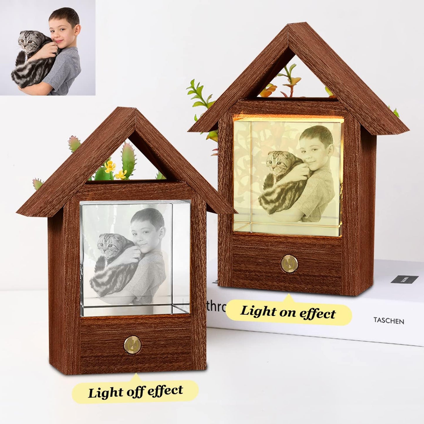 Custom Crystal Photo, Personalized Gifts With Your Own Photo for Mom, Dad, lover, family, color printing Picture Customized Couples Gifts for any Occasion, Great Birthday Gifts-Small house