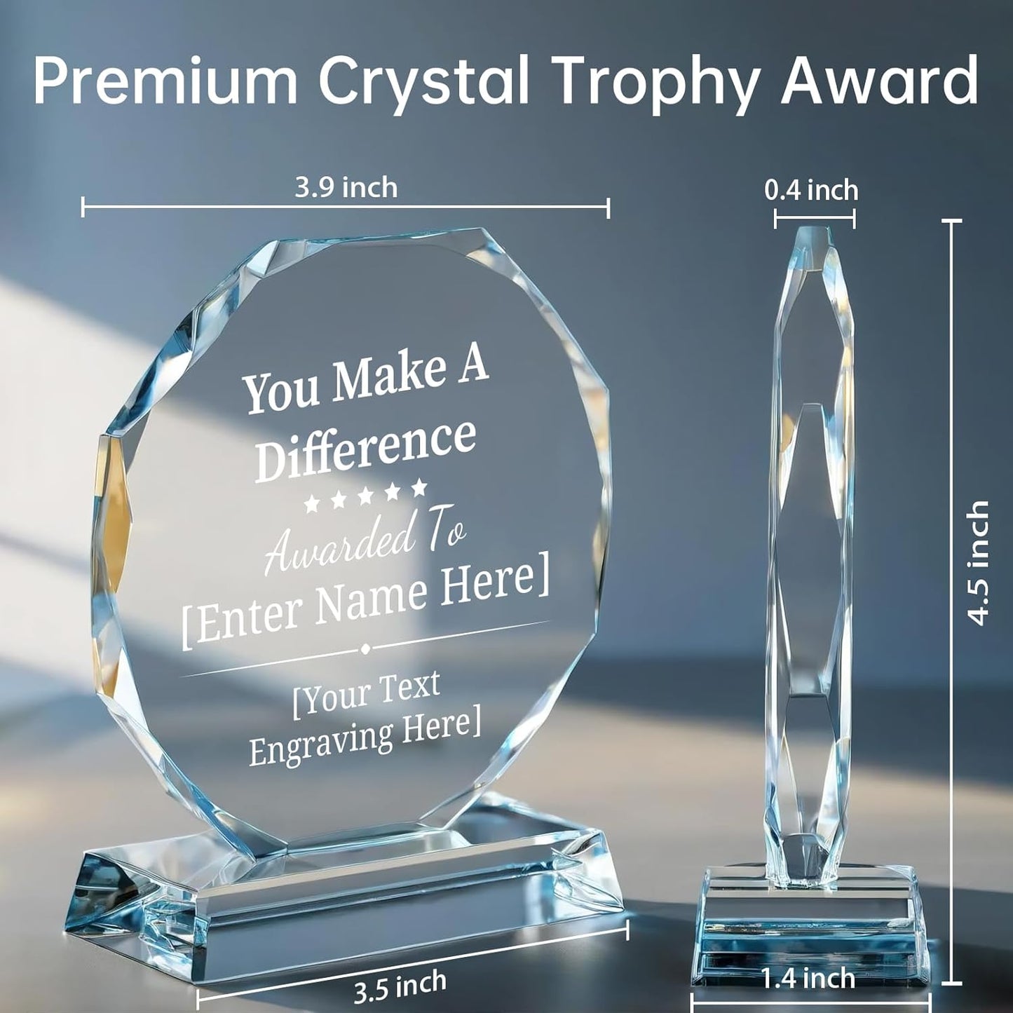 Personalized Crystal Trophy Award – Custom Awards and Trophies for Employees, Coworkers, Boss – Retirement, Farewell, Appreciation, Recognition Gifts – Custom Plaques