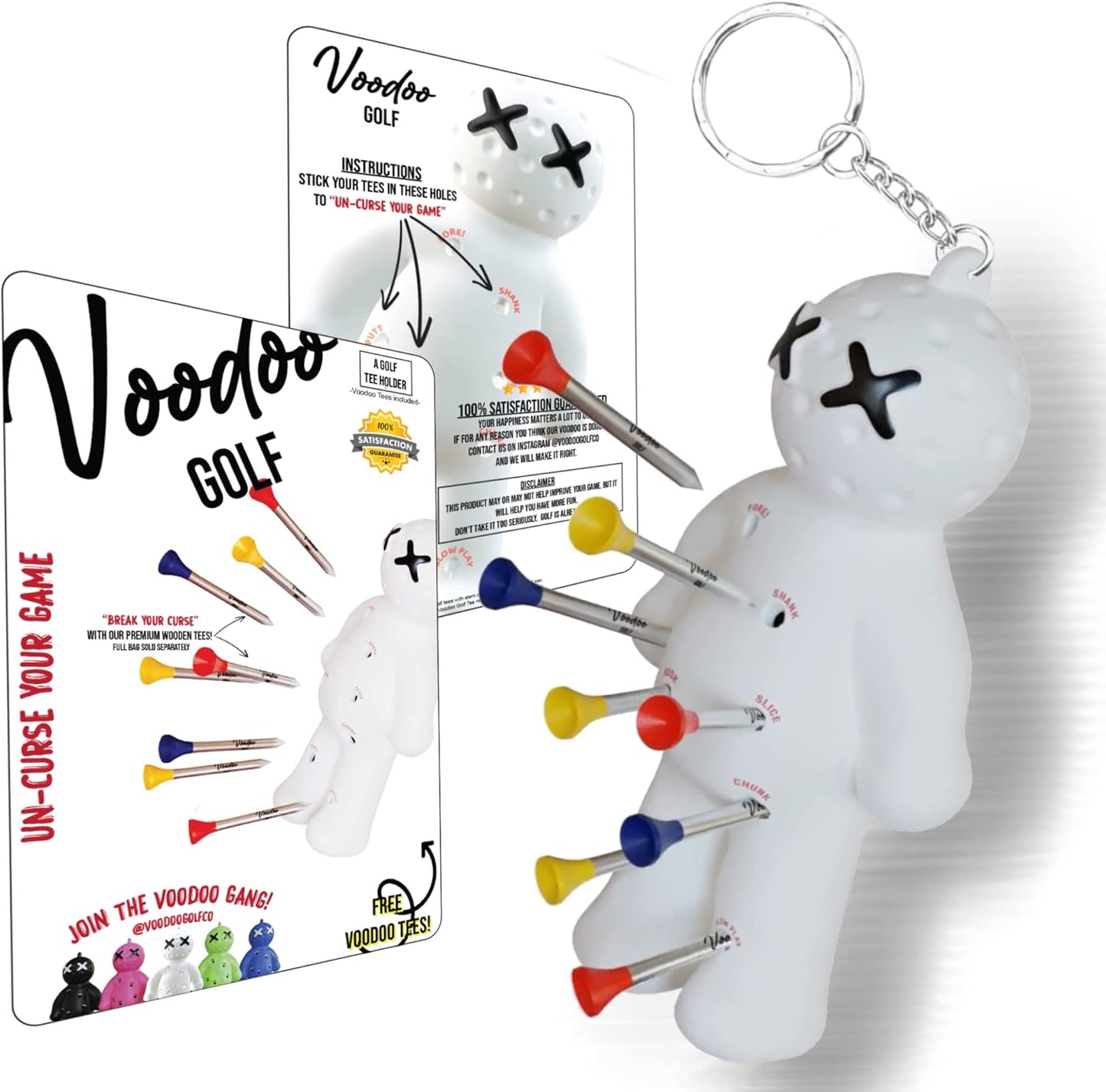 Ball Tee Holder | Novelty Keychain Accessory for Bag | Gifts for Men | Fits 3 1/4, 2 3/4, 1 1/2 Tees