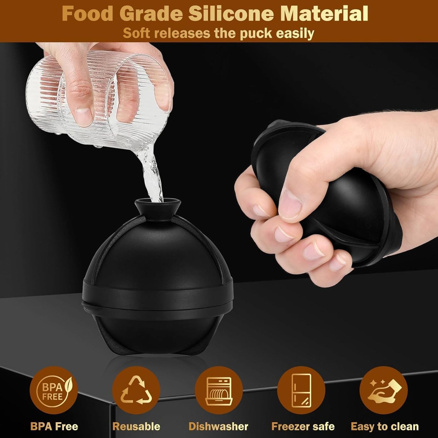 Baseball Ice Cube Mold 2.5 Inch Large Silicone 3D Baseball Ice Cube Molds Fun Shapes Novelty Baseball Cube Molds Christmas Gifts for Cocktails, Bourbon, Brandy, Whiskey (1, Baseball)