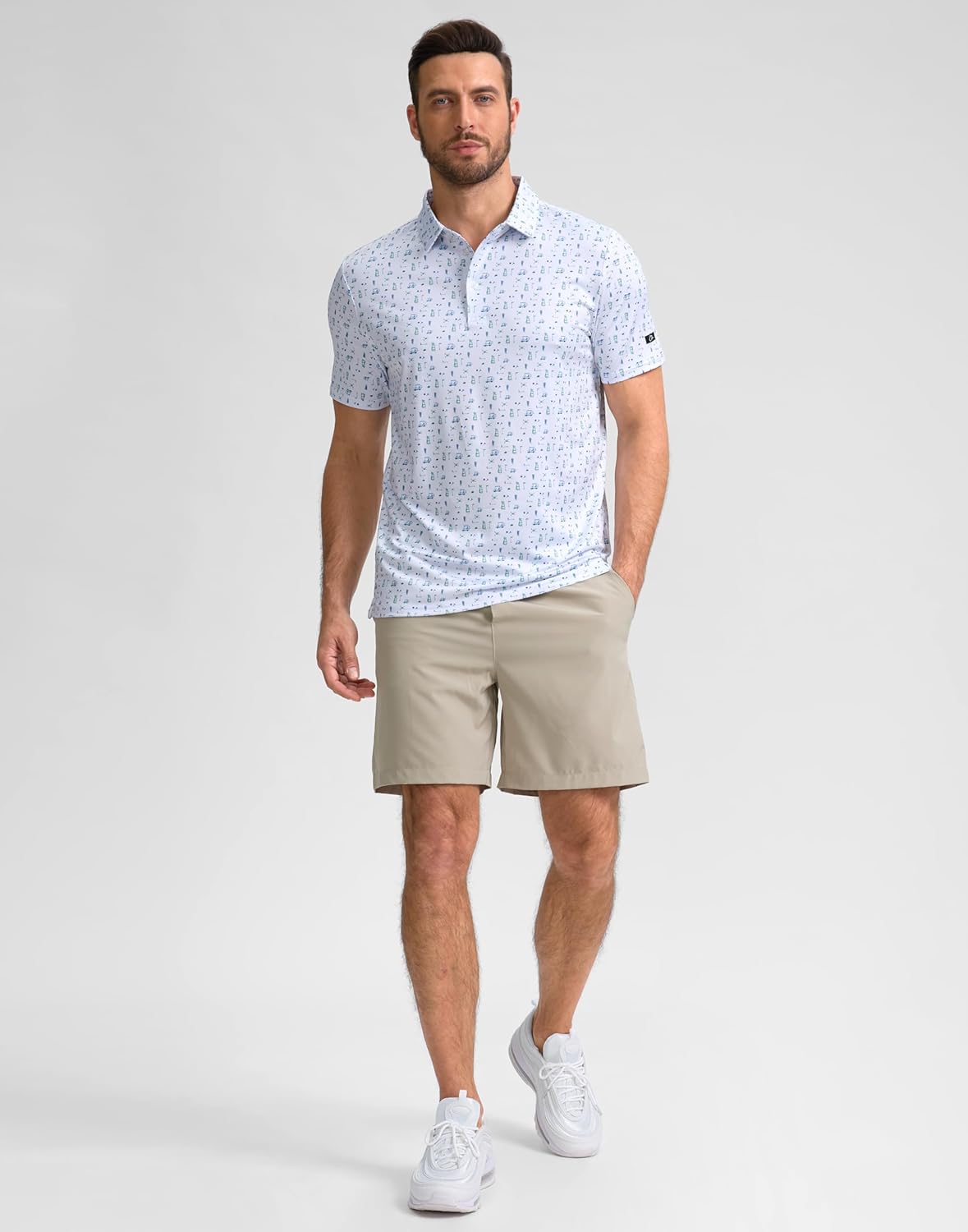 Obla Mens Golf Polo Shirts Short Sleeve Dry Fit Performance Moisture Wicking Casual Print Collared Golf Shirts for Men