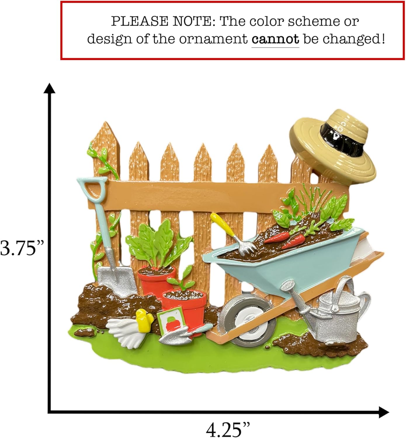 Personalized Gardening Christmas Ornament 2025 for Gardeners | Garden Tools Wheelbarrow Shovel Ornament for Xmas Tree | Custom Horticulture Keepsake Gift for Flower Plants Lover