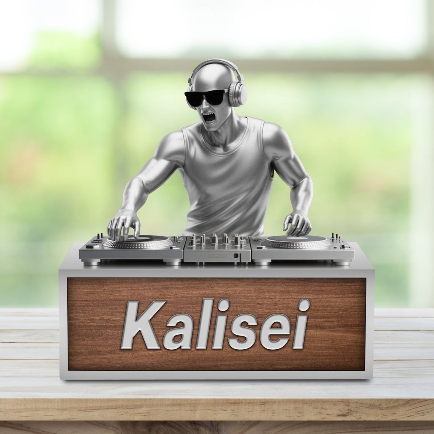 Personalized DJ Desk Ornament Music Studio Desk Name Plate Custom Name DJ Singer Figurine Trinket Musician Playing Discs Sign Music Lovers Acrylic Plaque Gift for Men Women
