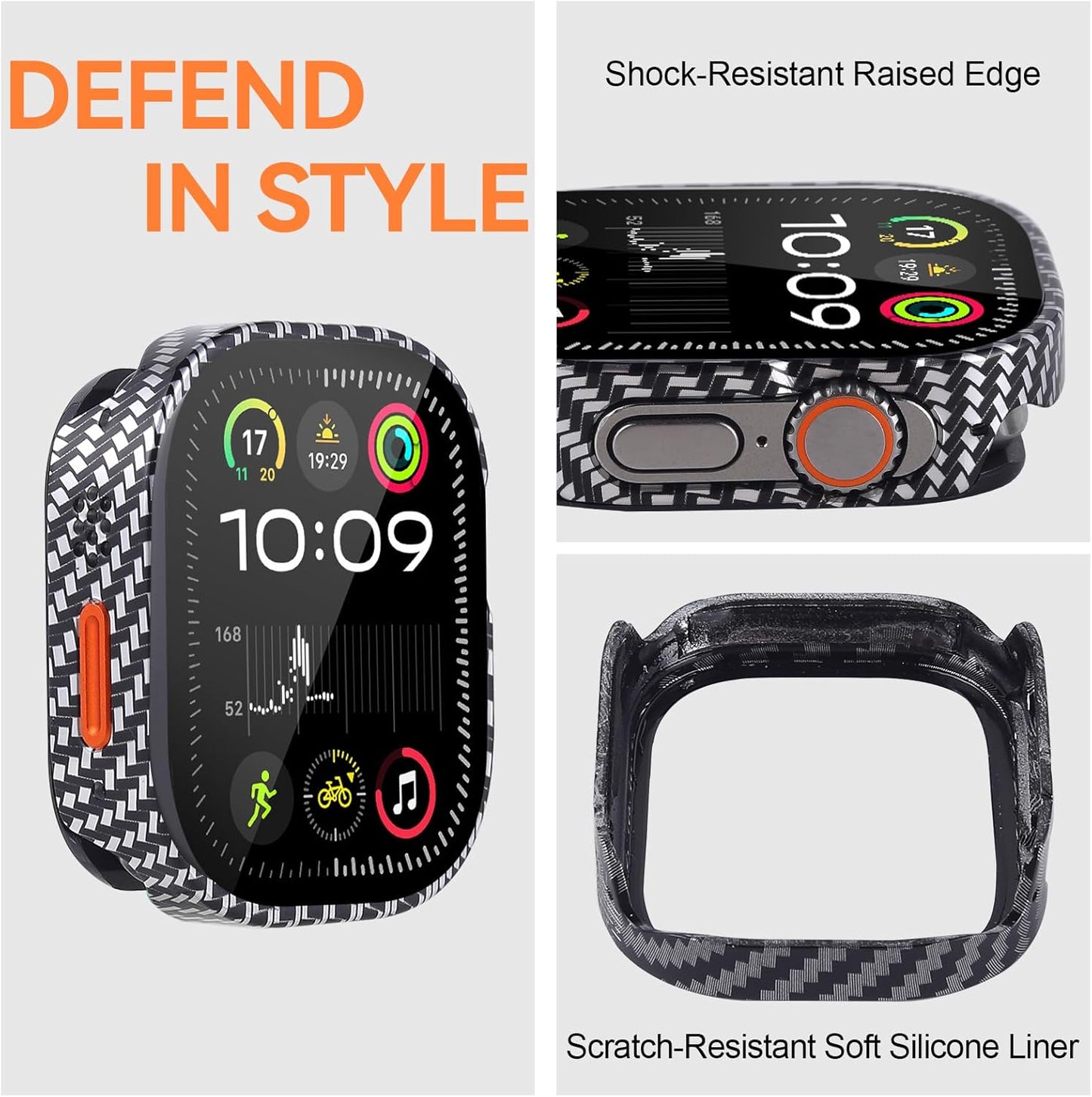 Metal Case for Apple Watch Ultra/Ultra 2/Ultra 3 49mm, Military Grade Protection with Back Cover, Straight Edge Ultra Thin Lightweight Protective Cover for iWatch 49mm