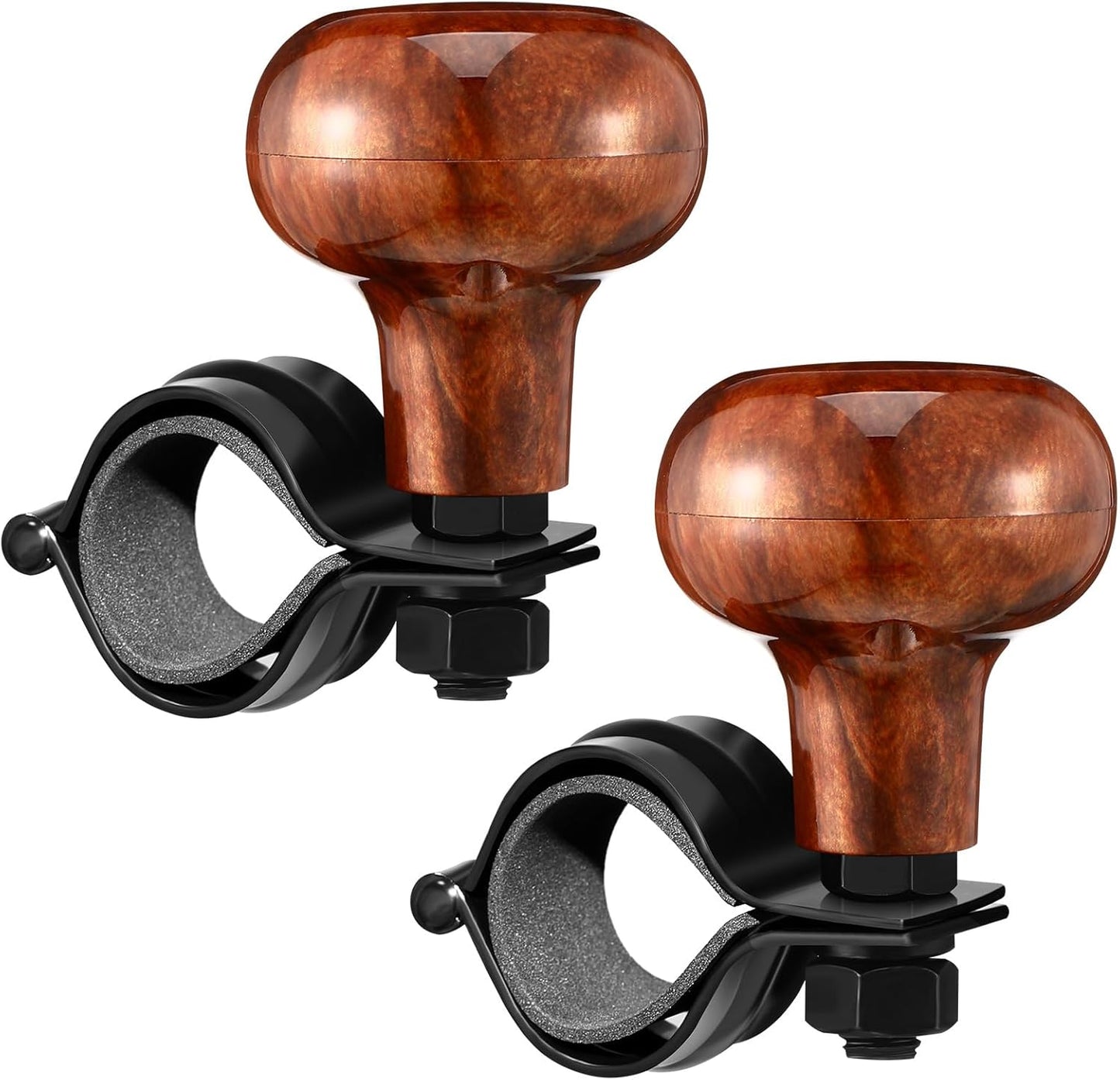 Tallew 2 Pieces Steering Wheel Knob Spinner Suicide Knobs Steering Wheel 360 Degrees Rotation Tractor Accessories for Cars, Trucks, Tractors, Boats, Golf Carts (Brown)