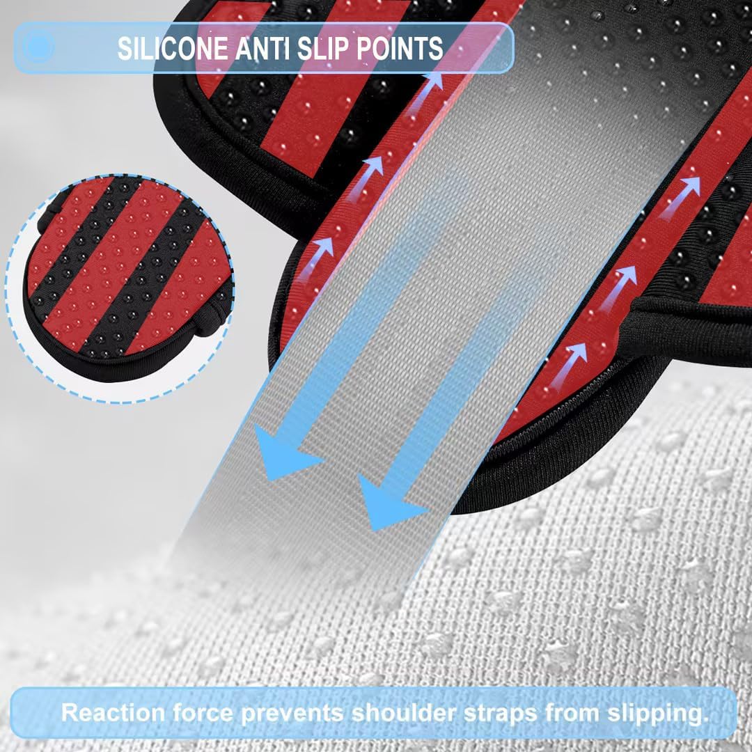 ZINZ 2-Pack Universal Shoulder Pad with Ultra Thick Cushion for Bag Luggage Bag Crossbody, Plus Long & Anti-Slip & Breathable,Black red Black