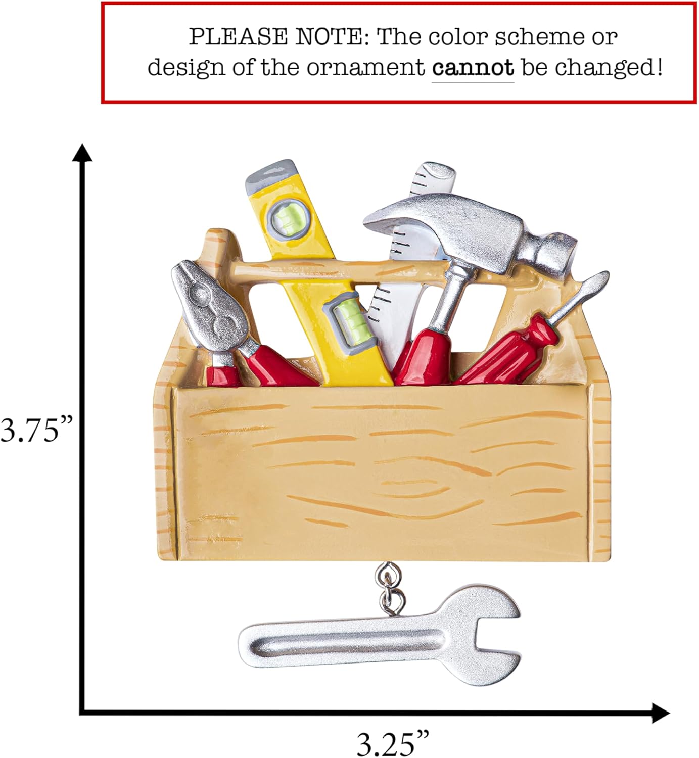 Personalized Tool Box Christmas Ornament 2025 - Free Customization | Tool Chest Toolbox with Dangle Wrench for Xmas Tree | Gift for Craftsman Artisan Builder Handy Man - Custom Name & Year