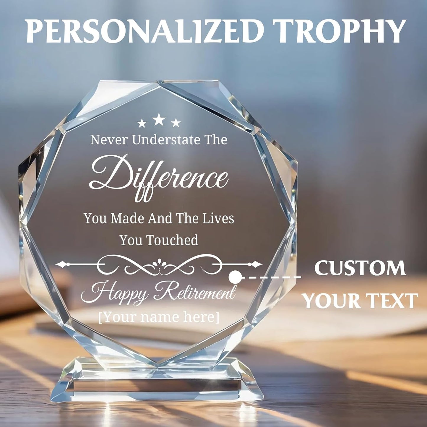 Personalized Trophy Award - Custom Crystal Awards and Trophies - Plaques Personalized Engraved - Thank You Gifts - Employee Appreciation Gifts for Cowokers, Recognition, Sports