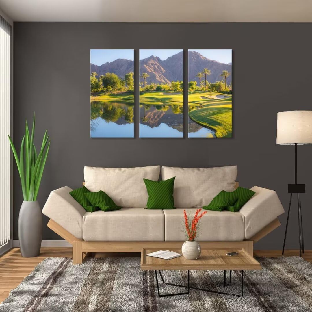 California Golf Course Wall Art Pictures USA Golf Course Wall Decor for Office Living Room Bedroom Home Decoraitons Framed Artwork Canvas Prints Ready to Hang(12''W x 24''H x3)