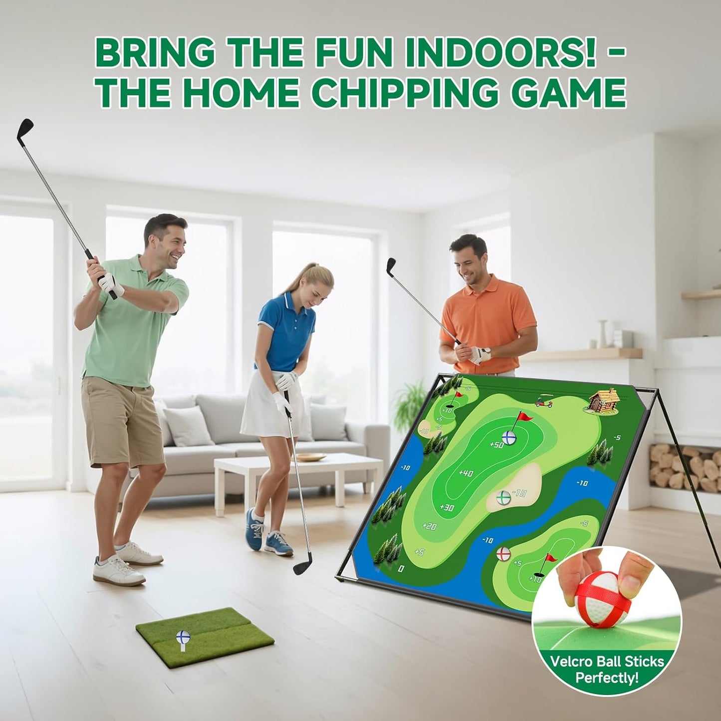 Golf Chipping Game with Stand, Golf Target Battle Game with 80"x80"/59"x59" Hitting Mat, Portable Golf Practice with 25 Sticky Balls for Adults, Outdoor Indoor Backyard Christmas Ideal Gift for Kids