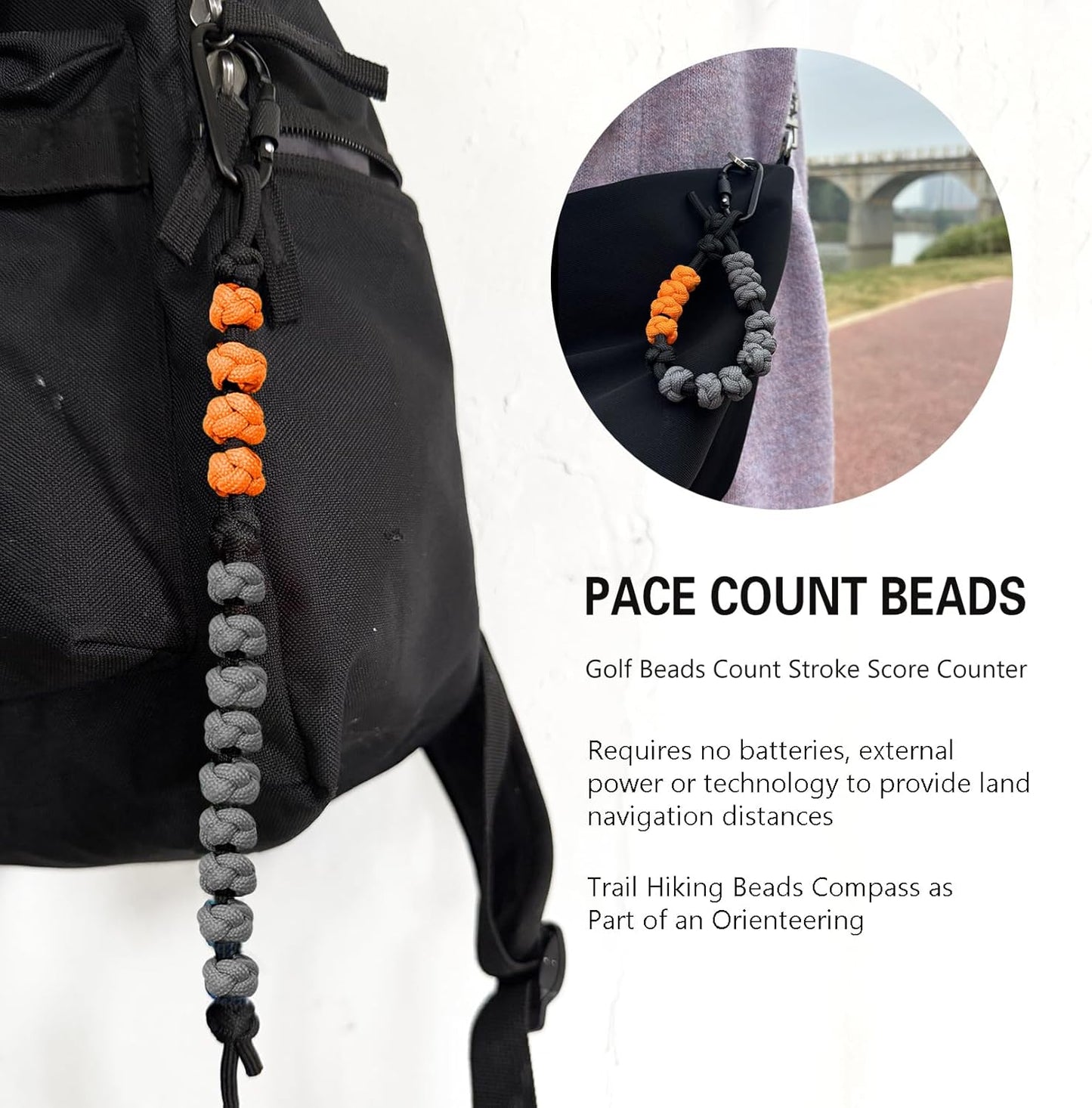 DAOSUN Paracord Ranger Beads Pace Counter, Hand Woven Lop Counter for Swimming Light Weight Golf Stroke Count Bracelet