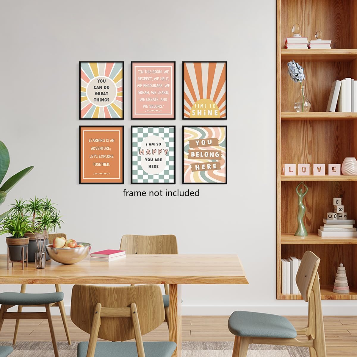 Set of 6 Boho Inspirational Classroom Posters, Positive Affirmations Growth Mindset Canvas Wall Art, Modern Classroom School Posters Wall Decor, Bulletin Board Educational Decor 8x10in Unframed