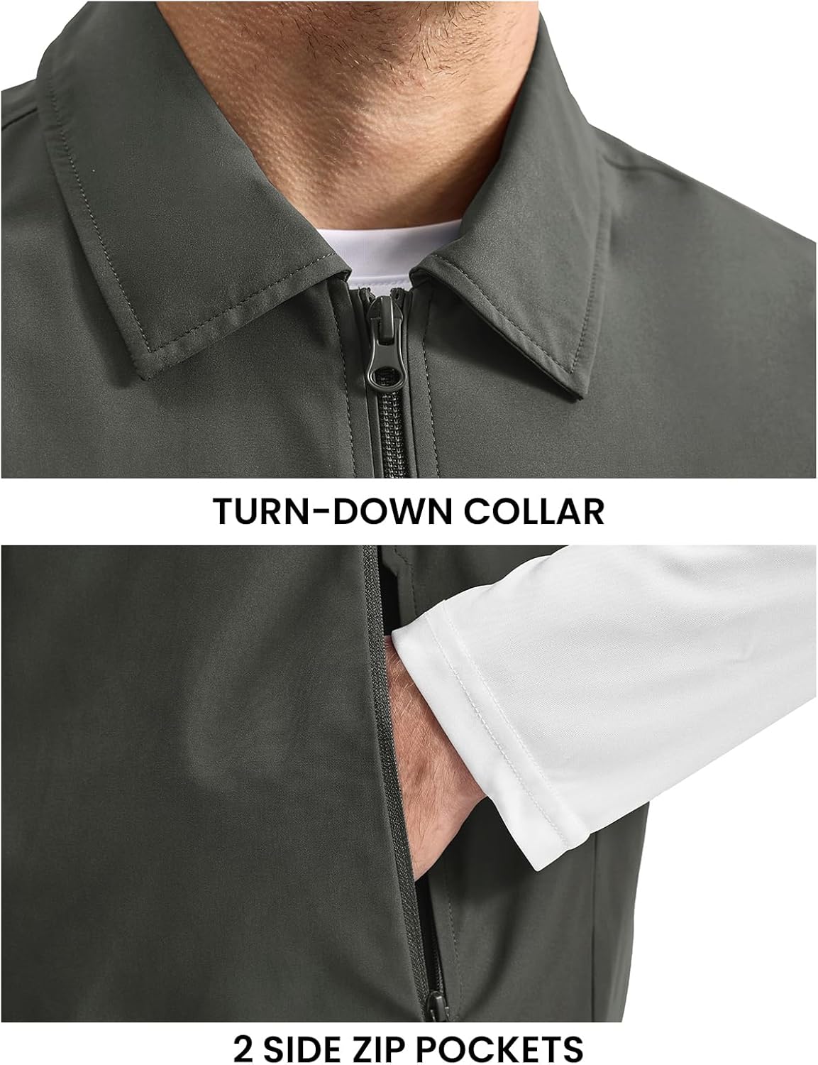 Rdruko Men's Golf Vest Lightweight Outerwear Windproof Water Resistant Grid Lining Vest with Zipper Pockets for Casual