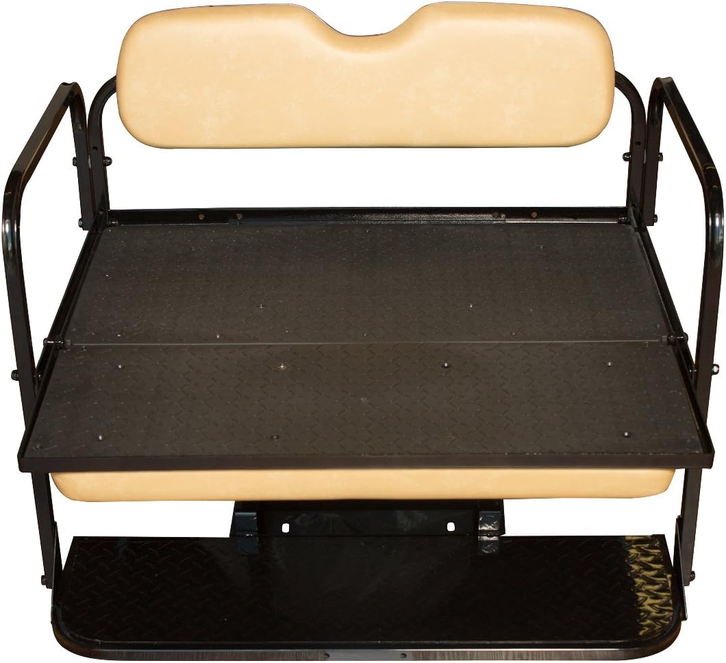 Performance Plus Carts EZGO TXT Golf Cart Flip Folding Rear Seat Kit | Compatible with 1994.5-Up Models (Tan)
