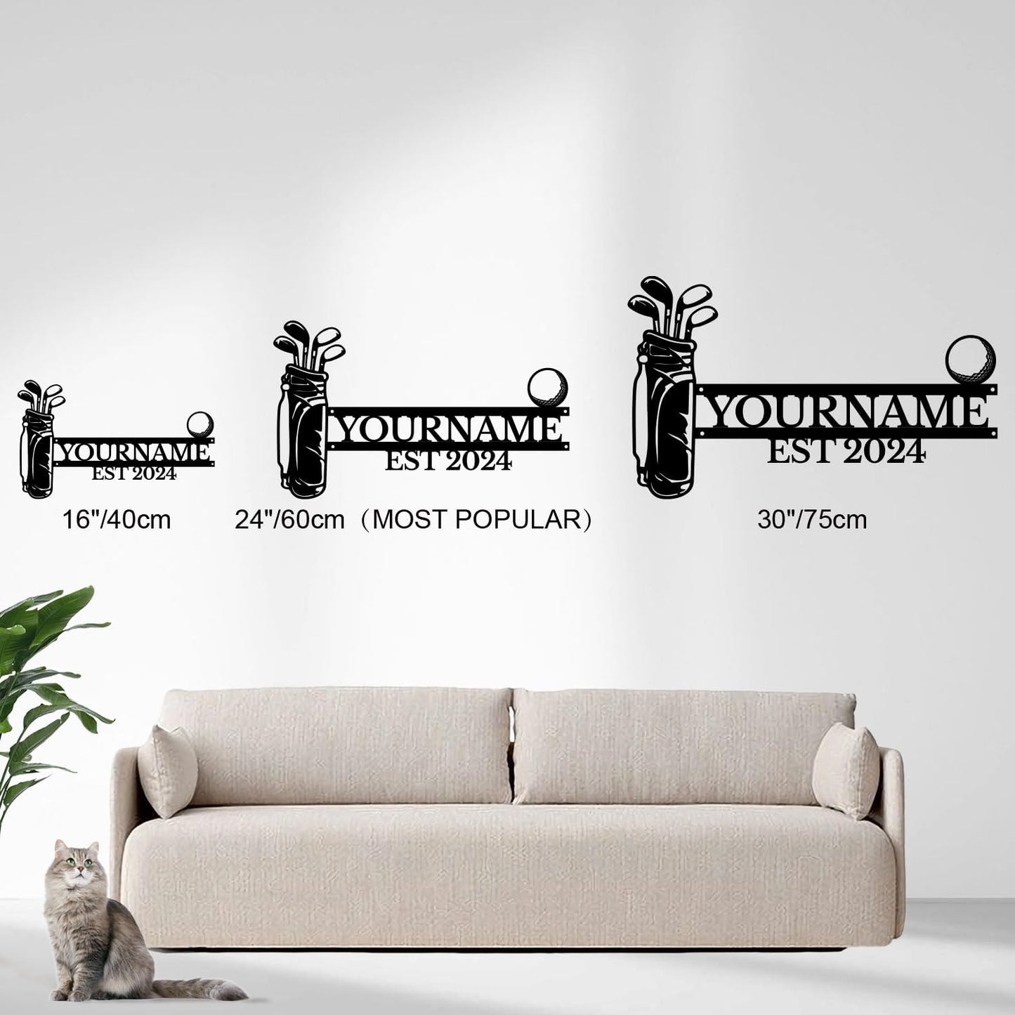 Golf Art Metal Signs,Custom Golf Metal Name Signs,Personalized Golf Signs,Black Golf Metal Wall Art Signs,Golfball Home Outdoor Metal Signs (Style H)