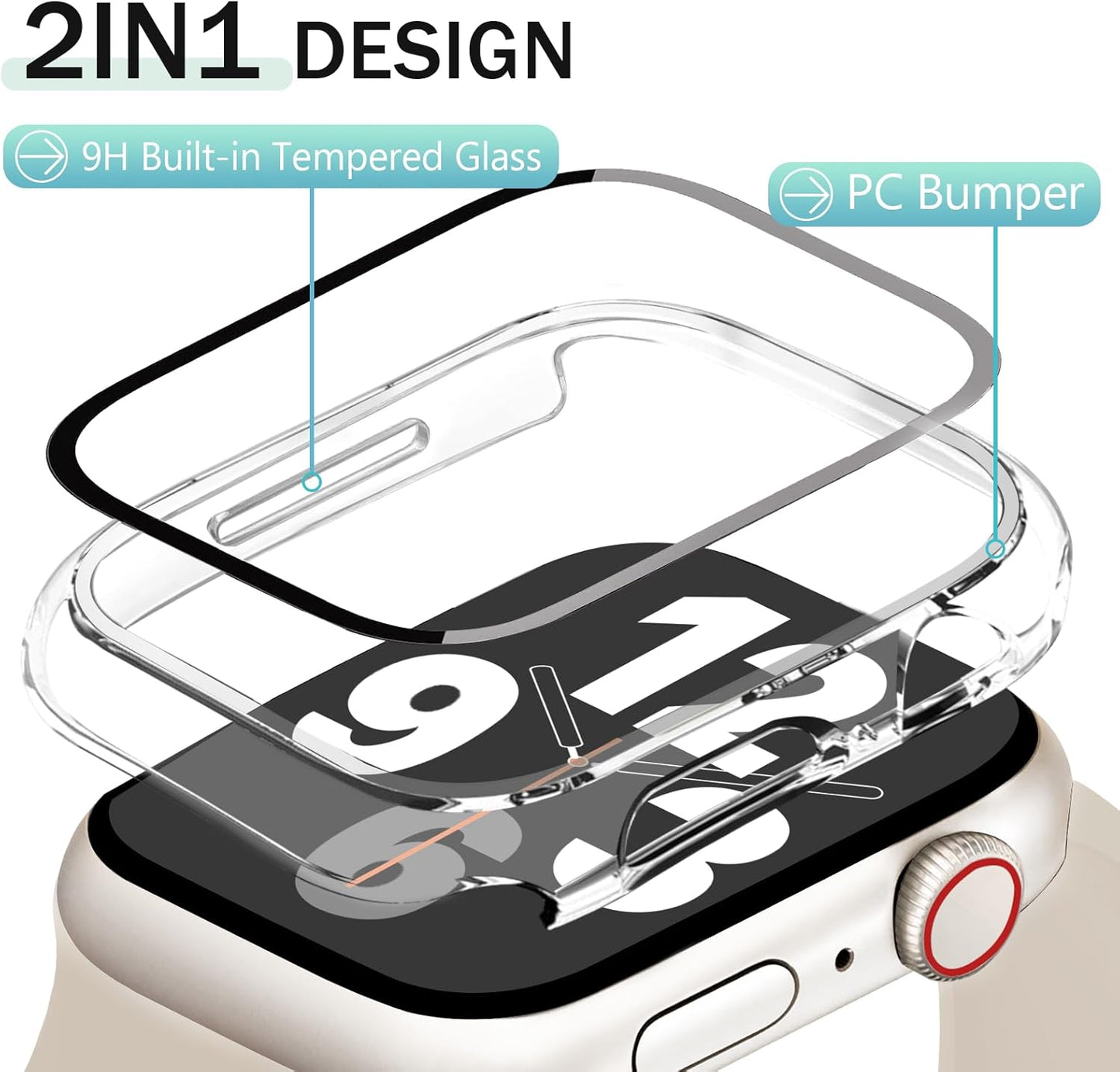 JR.DM 42mm 2 Pack Hard PC Case with HD Tempered Glass Screen Protector for Apple Watch Series 3/2/1, Slim Guard Bumper Full Coverage Protective Anti-Scratch Face Cover for iWatch, Clear+Clear