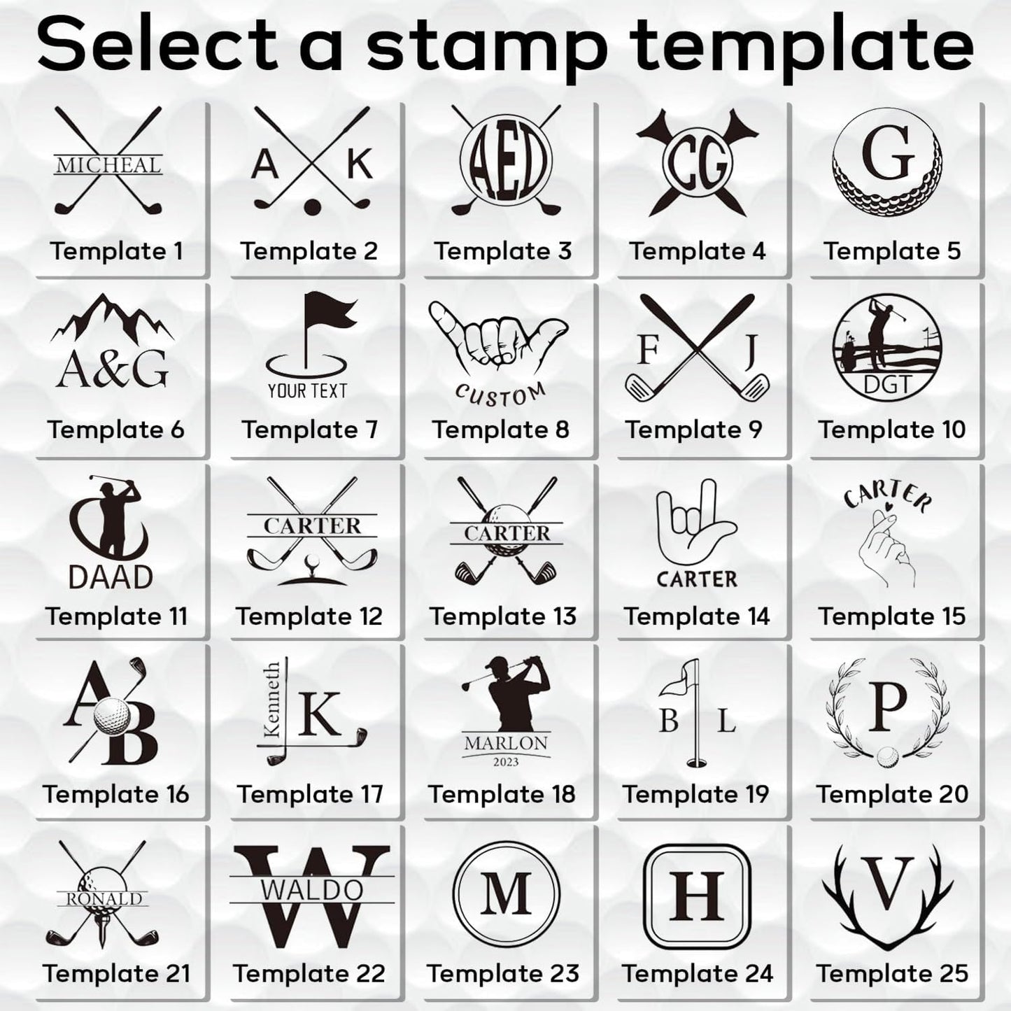Custom Golf Stamps - Personalized Golf Stamps with Name, Initials or Logo, Waterproof Refillable Ink, Golf Accessories Gifts for Men, Dad, Golfer