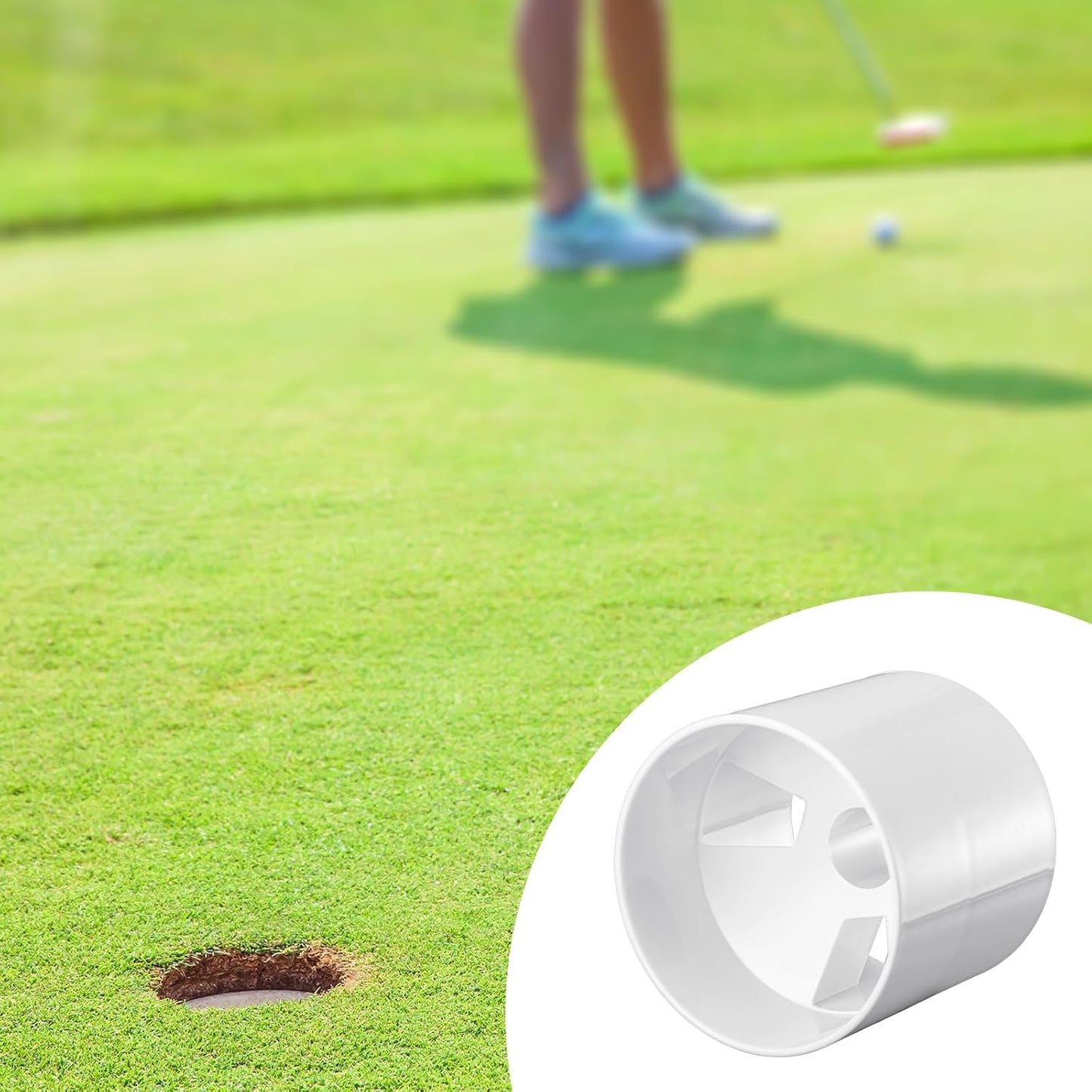 8PCS Golf Hole Cup 4 Inch Depth, ABS Plastic Putting Cup for Backyard Golf Practice, Ivory White, Fit USGA LPGA PGA Regulations (4 1/4 Inch Outside Diameter)