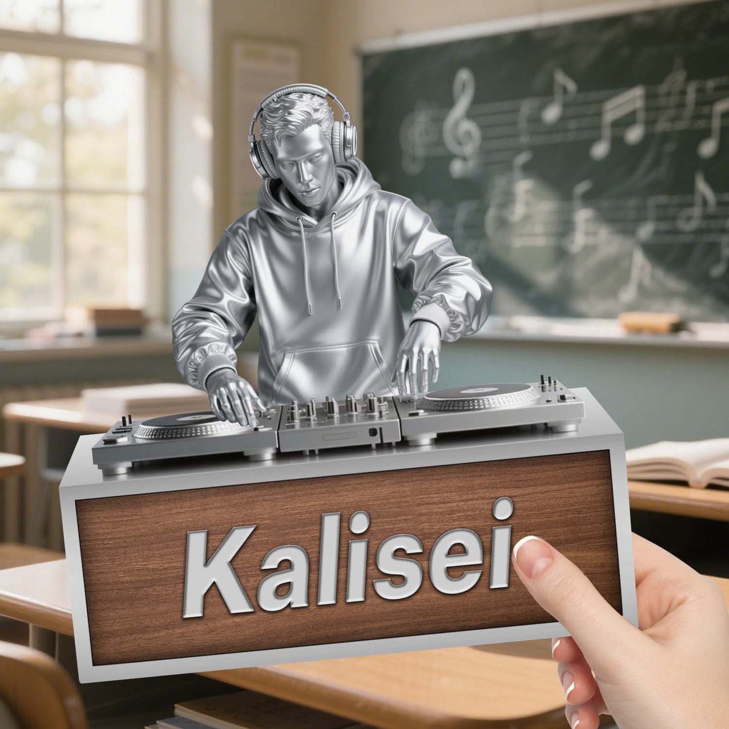 Custom DJ Name Desk Sign Personalized Acrylic DJ Desk Ornament Music Studio Decor Plaque Disc Player Hip-hop Singer Figurine Trinket Music Lovers Gift for Men Women