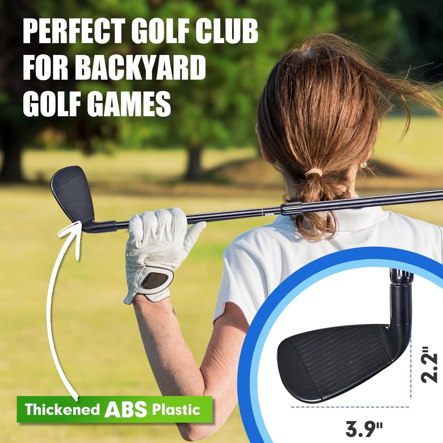 Plastic Golf Club Collapsible - Right Hand for Game & Travel, Golf Chiper Game Club for Junior, Adults Indoor Outdoor Golf Training Bucket Pong Games for Family, Hit Plastic Foam Balls -1PCS