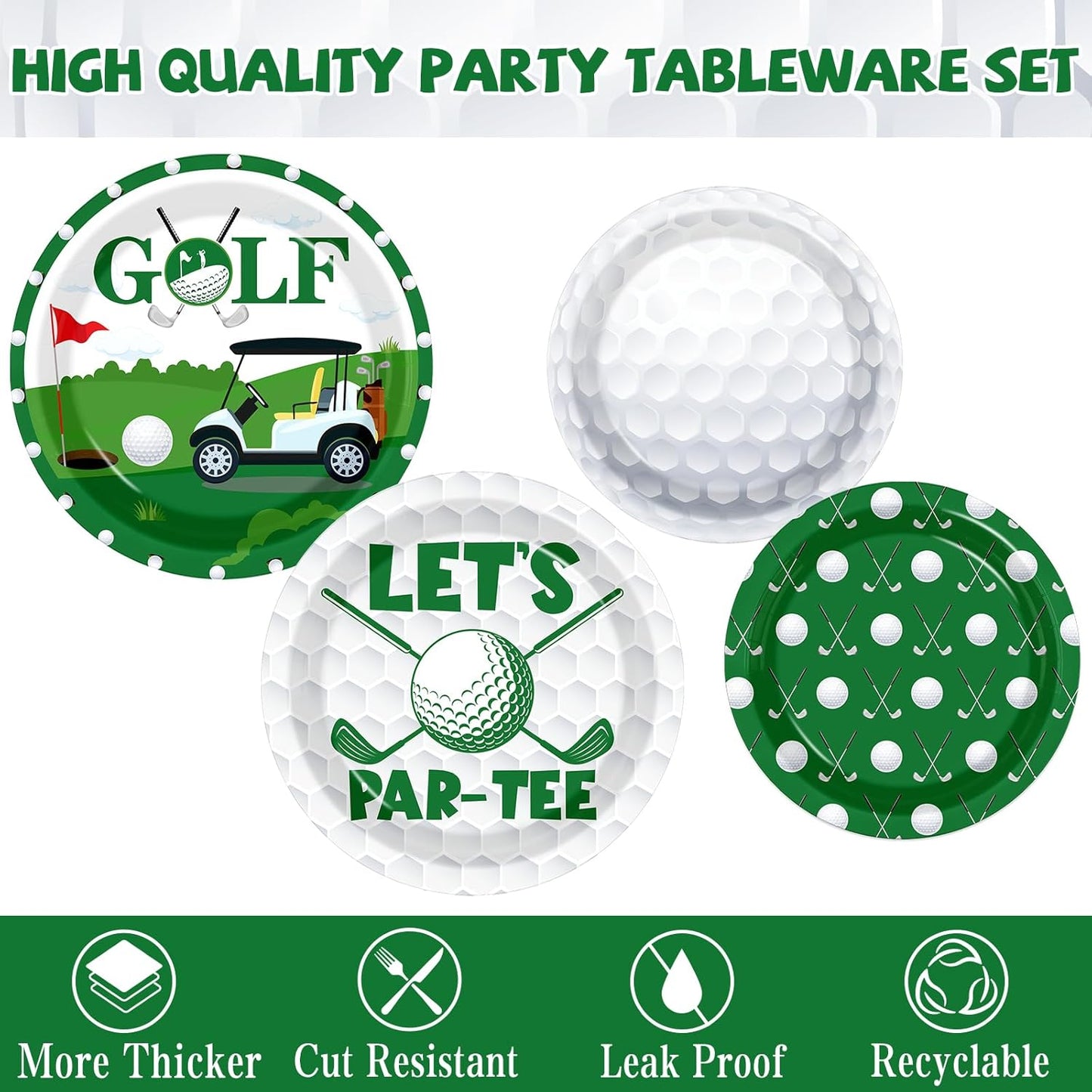 Golf Party Decorations, All-in-1 Golf Birthday Decorations with Balloons Let's Par-Tee Plates Napkins Cake Toppers Honeycombs Tablecloths and Banner for Sports Themed Birthday Baby Shower, Serve 24