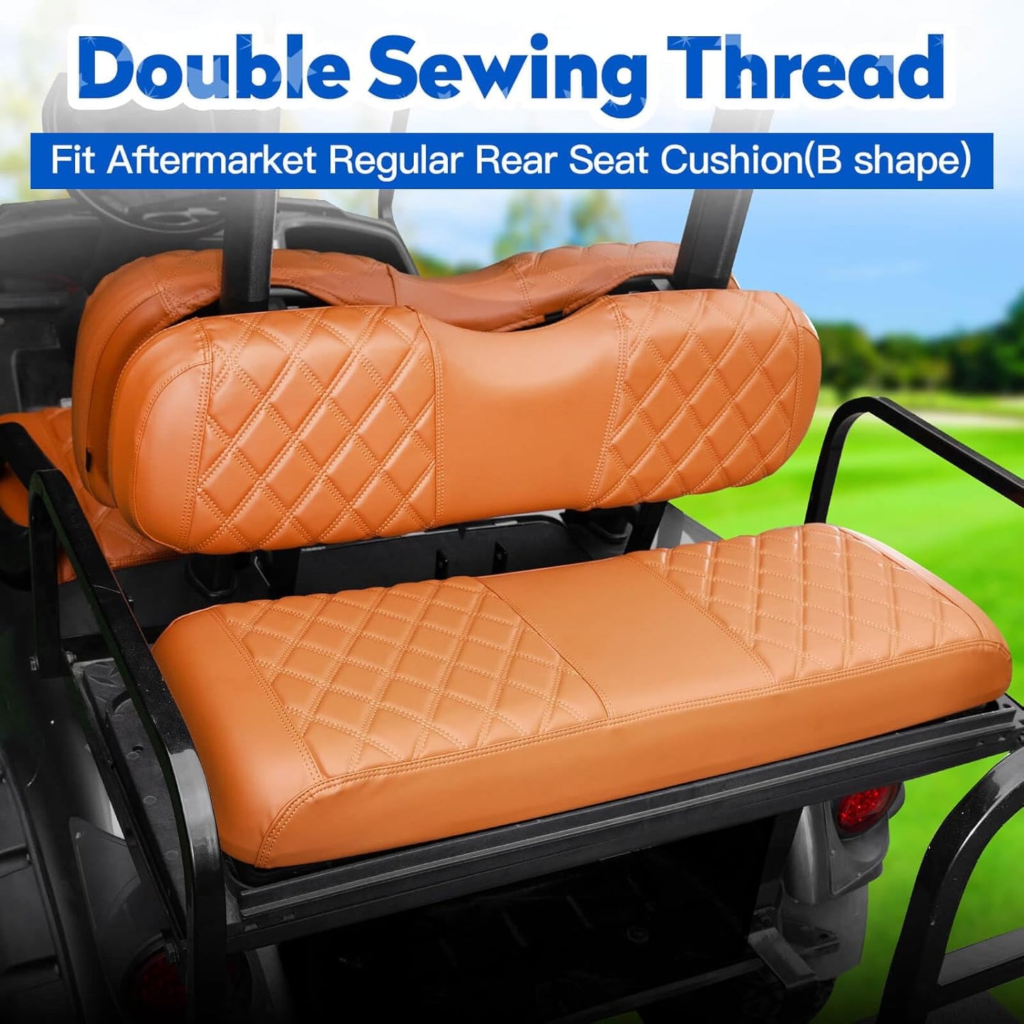 NOKINS 4PCS Golf Cart Seat Covers Kit, Front and Rear Seat Covers Fits YAMAHA/G29/Drive2 Standard Seat Cushion, Yamaha Vinyl Diamond Replacement Seat Covers, No Stapler(All Brown)