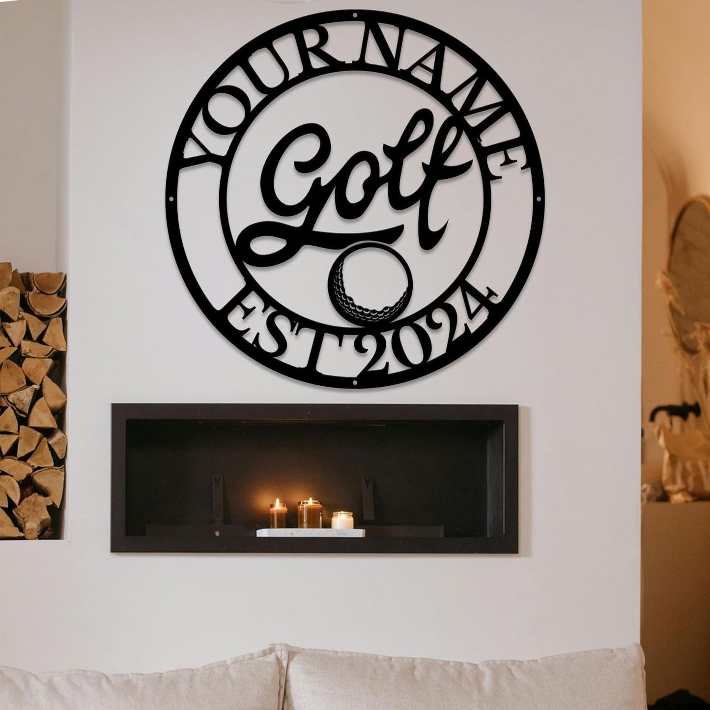 Golf Art Metal Signs,Custom Golf Metal Name Signs,Personalized Golf Signs,Black Golf Metal Wall Art Signs,Golfball Home Outdoor Metal Signs (Style J)