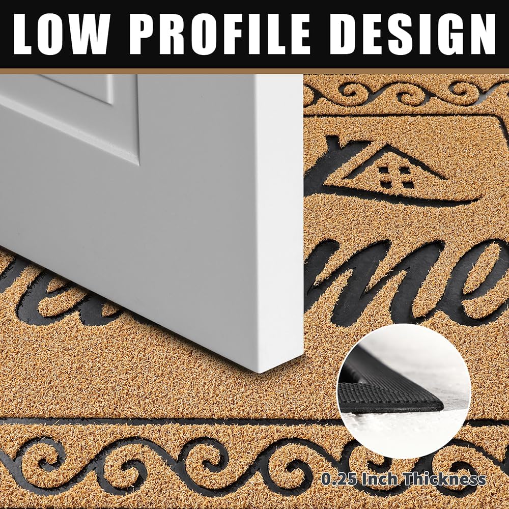 Yimobra Welcome Mat Outdoor Indoor, Waterproof Heavy Duty Front Door Mat Outside Entrance, Extra Sturdy Non-Slip Doormat, Low Profile, Dirt Trapping, 36x24 Inches, Yellow