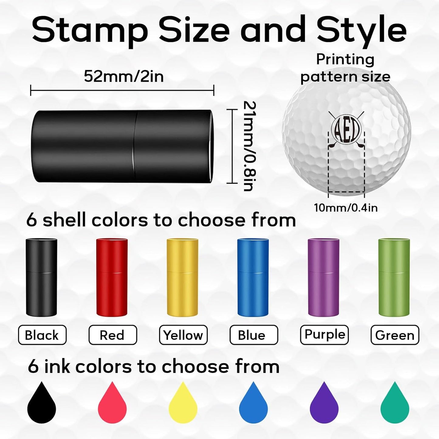 Custom Golf Stamps - Personalized Golf Stamps with Name, Initials or Logo, Waterproof Refillable Ink, Golf Accessories Gifts for Men, Dad, Golfer