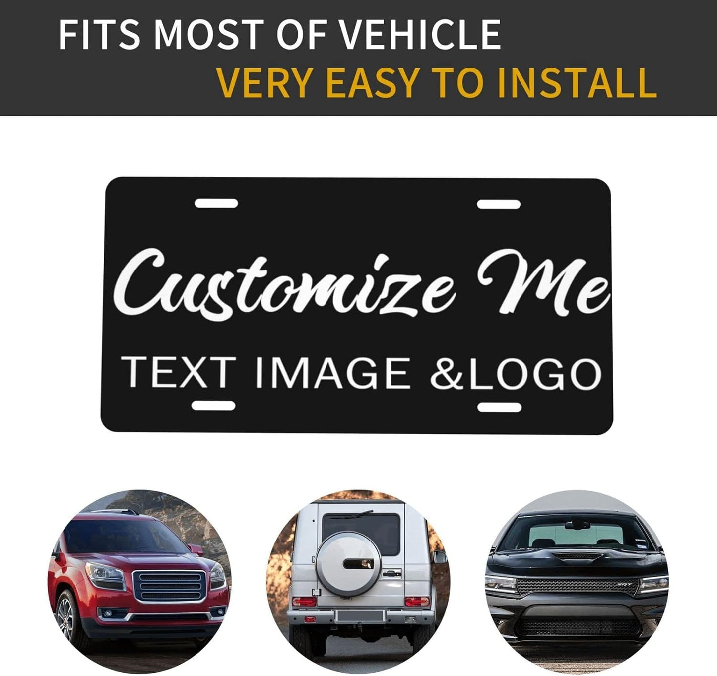 Custom License Plate 4x2/7x4/12x6 Inch Personalized Front License Plate Novelty Customized Car Tags Plates for Front of The Car,12"x6",Style 1