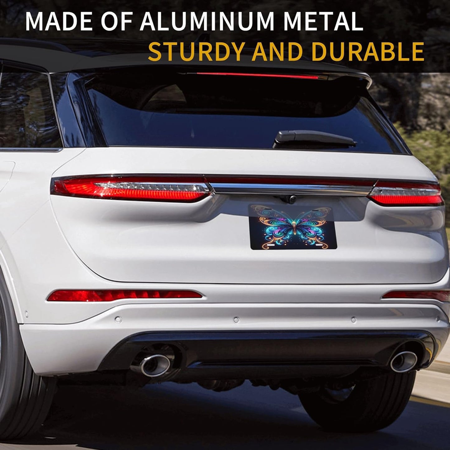 Custom License Plate Personalized Animal Butterfly Funny Aluminum Front License Plates Decorative Rust-Free Metal Car Plate Covers for Women Men Car Tag Accessories fit Truck SUV Rv 12 X 6 in