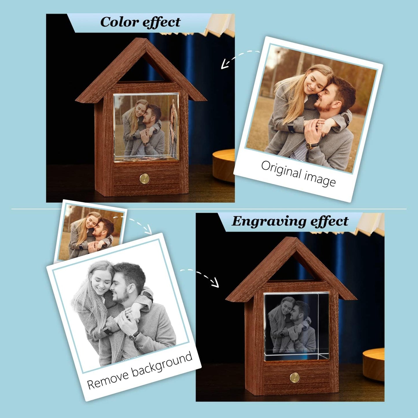 3D Crystal Photo, Engraving Personalized Gift with Your Own Photo, Unique Gift, Marriage Gift, Memorial Present-Small House