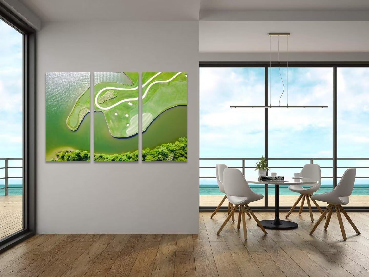 Colorado River Austin Texas USA Golf Course Wall Art for Living Room Bedroom Bathroom Home Decorations Golf Club Pictures Posters Framed Artwork Canvas Prints Ready to Hang(12''W x 24''H x3)