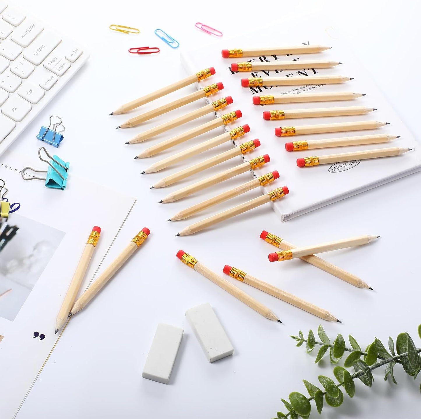 Outus 144 Pcs Mini Golf Pencils Bulk Half Pencils with Eraser #2 HB Pre Sharpened for Party Favors Office Supplies 4 Inch(Burlywood)