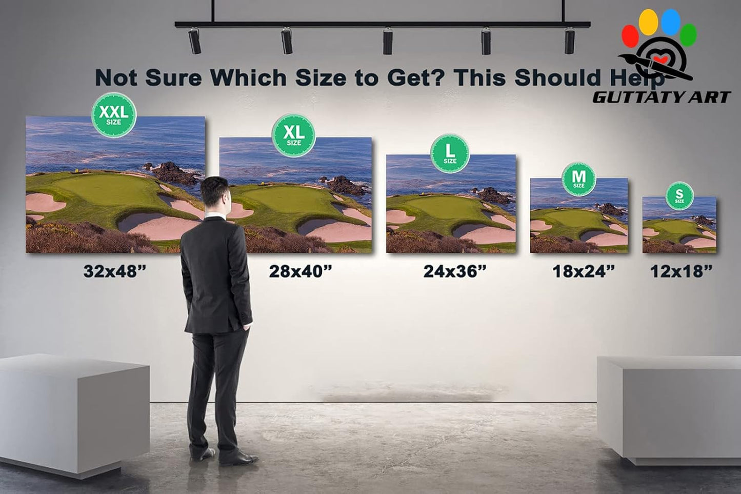 Beach Golf Wall Art, Pebble Golf Course Canvas Wall Decor Picture Print for Living Room Wall Decor, Golf Sport Poster Painting for Bedroom Office Decoration, Framed Sport Artwork for Home 28x40 Inches