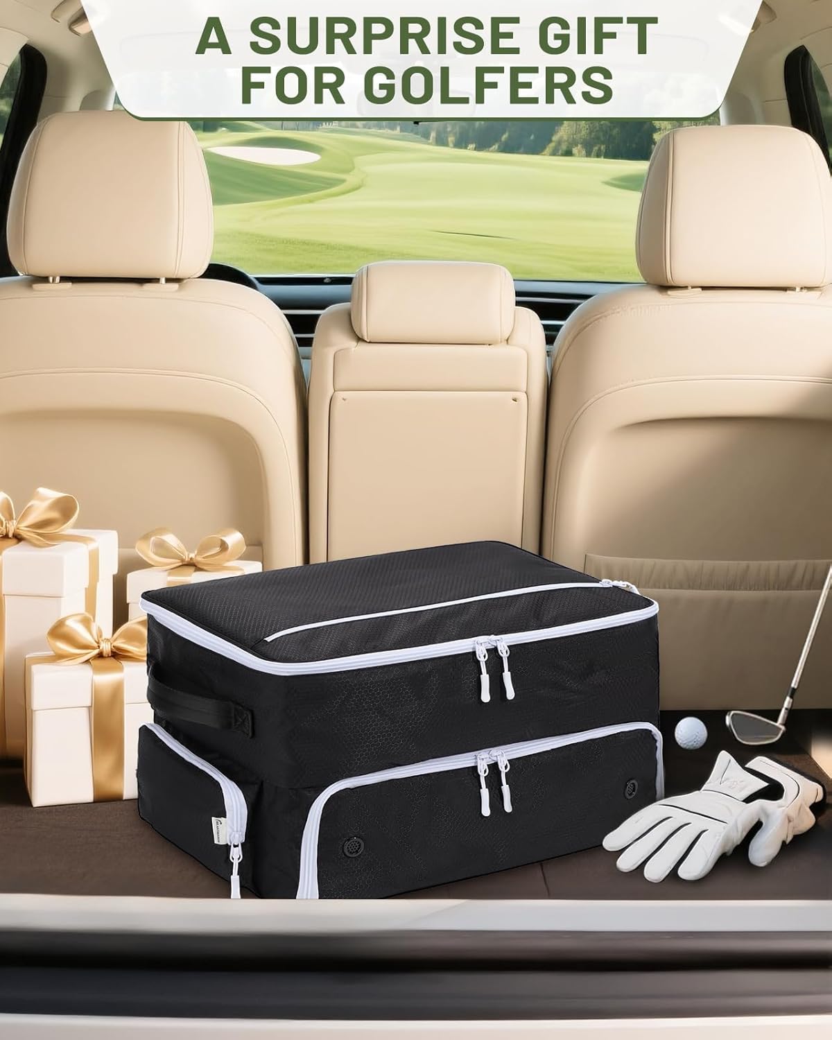 Golf Trunk Organizer, Golf Accessories for Men/Women to Storage Stuff and Gear, Cool Gifts for Golfers, Dad, Him/Her, Birthday or Father’s Day