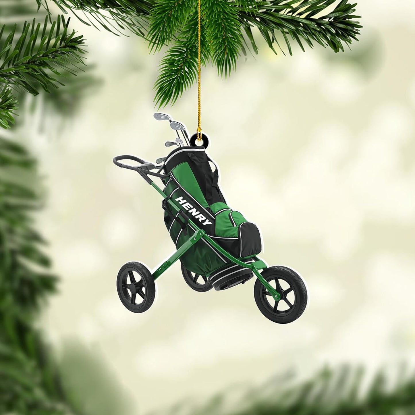 Personalized Golf Ornaments for Christmas Tree 2025 Custom Golf Christmas Ornament Golfing Bag Ornament Sports Golf Cart Ornaments Gift for Golfer Bag Golfing Lovers Hanging Decoration (G13)
